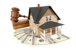 House being sold at an auction; isolated on white