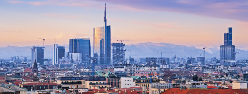 View of Milan`s  business district from “Duomo di Milano”.